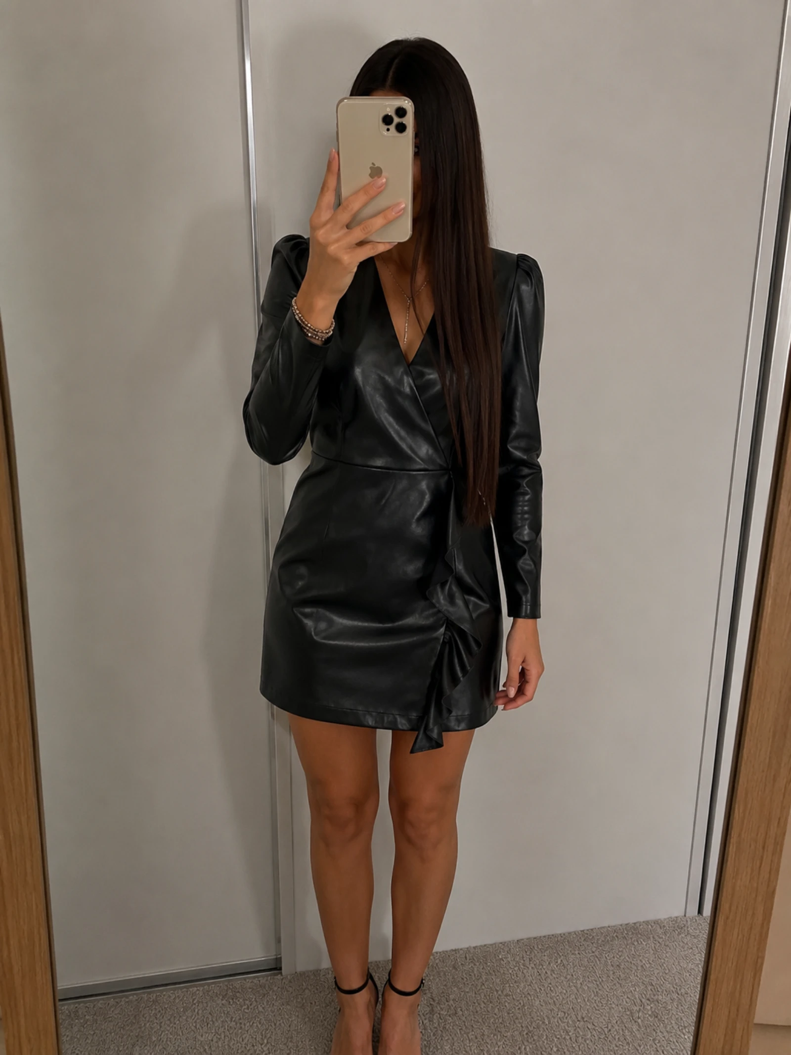 Robe Similicuir Noire S/M | Kilky | Neuve